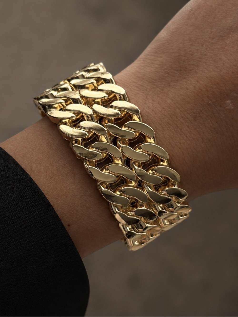 Chunky Gold Link Curb Bracelet - Polished Chain Bracelet